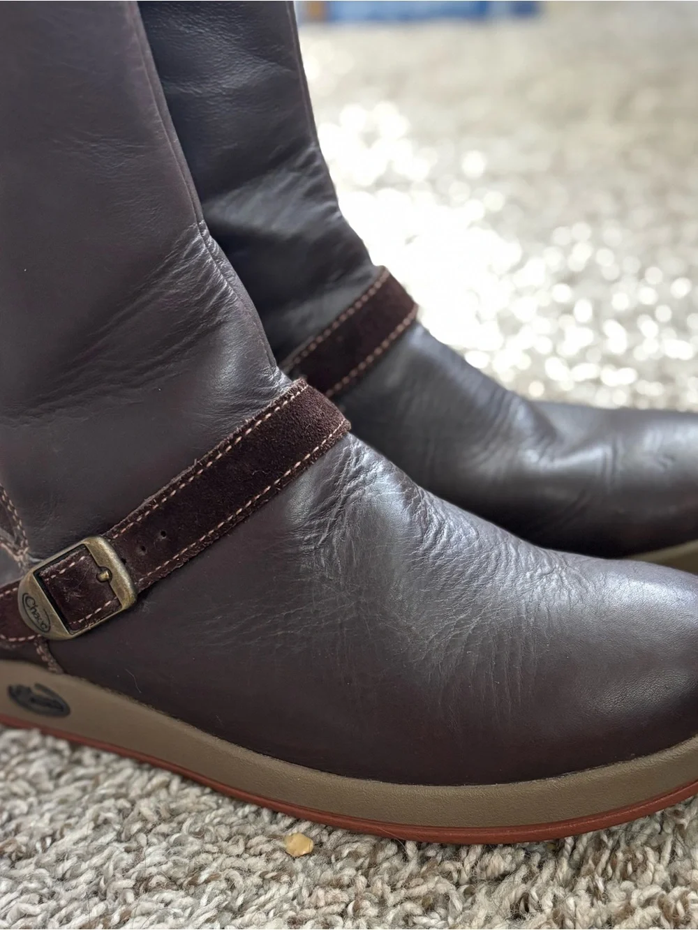 Women Brown Waterproof Mid-Calf Boot Buckle chaco Mara brown leatger 7.5 8 mint